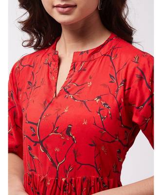 Red& Gold Long Kurta Pant Set 6