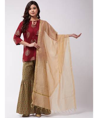 Maroon Gold Kurta Grn Shrara Set 1