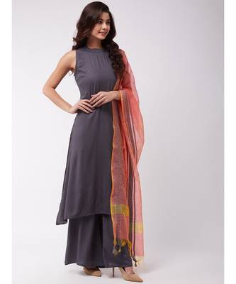 Grey Halter Kurta Palazzo Set 4
