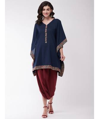 Kalamkari Kaftan Tunic with Cowl Dhoti 1