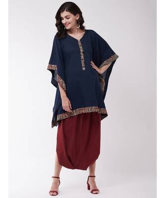 Kalamkari Kaftan Tunic with Cowl Dhoti 2