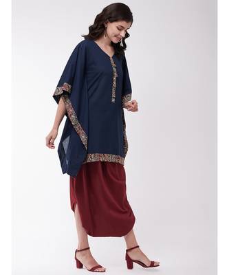 Kalamkari Kaftan Tunic with Cowl Dhoti 4