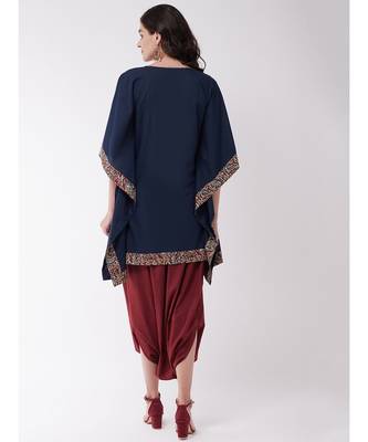 Kalamkari Kaftan Tunic with Cowl Dhoti 5