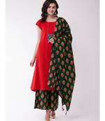 Red and Green Patola Kurta Set