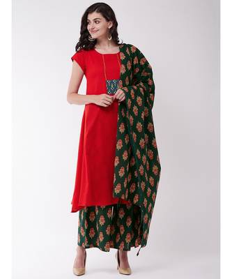 Red and Green Patola Kurta Set 2