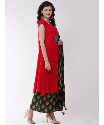 Red and Green Patola Kurta Set 4