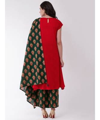 Red and Green Patola Kurta Set 5