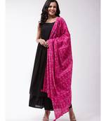 Black strappy kurta palazzo set with pink bandhini dupatta