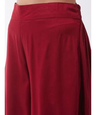 Maroon strappy kurta palazzo set with mustard wite dupatta 5
