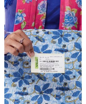 Navy blue strappy kurta palazzo set with indigo kantha dupatta 4