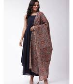 Navy blue strappy kurta palazzo set with kalamkari dupatta