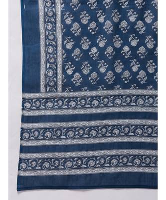 White strappy kurta palazzo set with blue floral dupatta 2