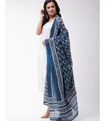 White strappy kurta palazzo set with blue floral dupatta