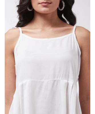 White strappy kurta palazzo set with blue floral dupatta 4