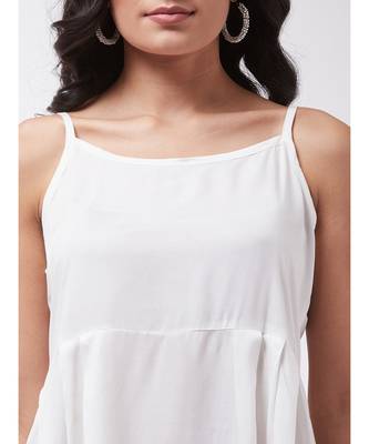 White strappy kurta palazzo set with kalamkari dupatta 6