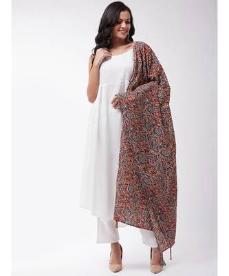 White strappy kurta palazzo set with kalamkari dupatta 1