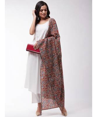 White strappy kurta palazzo set with kalamkari dupatta 7