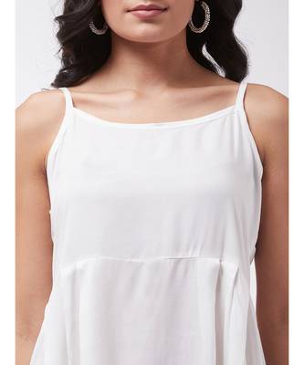 White strappy kurta palazzo set with mustard wite dupatta 4