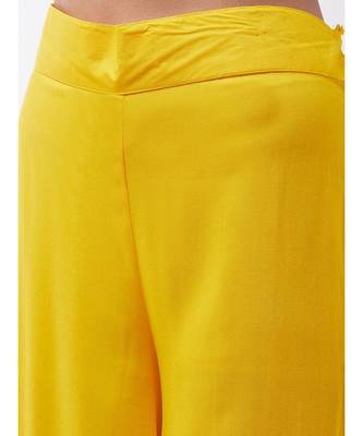 yellow strappy kurta plazzo set with Maroon gold work dupatta 5