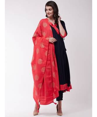Blue Kurta Pant Set with Red Border 2