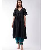 Black And Teel Green Wavy Sleeves Gota Kurta Set