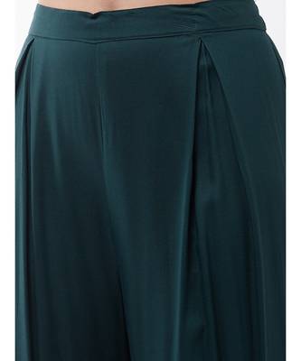Dark Green Short Kurta Sharara Set With Grey Gold Print Dupatta 7