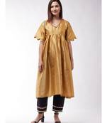 Golden And Black Wavy Sleeves Gota Kurta Set