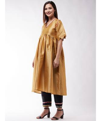 Golden And Black Wavy Sleeves Gota Kurta Set 3