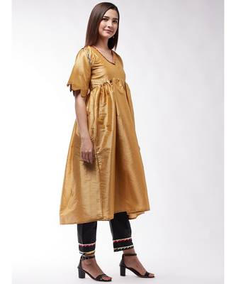 Golden And Black Wavy Sleeves Gota Kurta Set 4