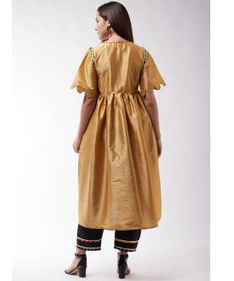 Golden And Black Wavy Sleeves Gota Kurta Set 5