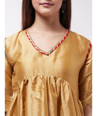 Golden And Black Wavy Sleeves Gota Kurta Set 6