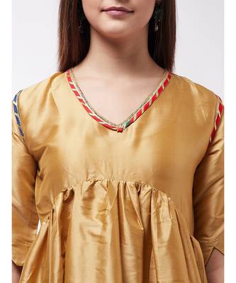 Golden And Orange Wavy Sleeves Gota Kurta Set 6