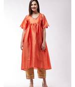 Orange And Golden Wavy Sleeves Gota Kurta Set
