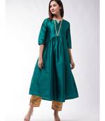 Teal Green And Golden Gota Work Kurta Set