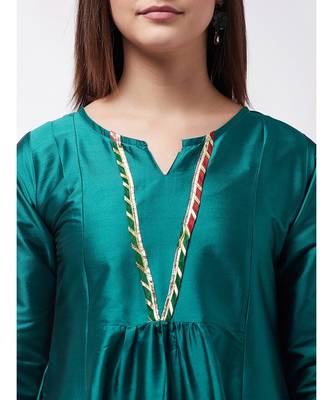 Teal Green And Golden Gota Work Kurta Set 6