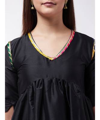 Black And Maroon Wavy Sleeves Gota Kurta Set 6