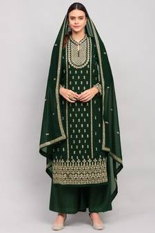 Green embroidered georgette salwar