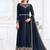 Navy blue embroidered georgette salwar