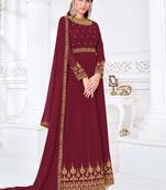 Maroon embroidered georgette salwar
