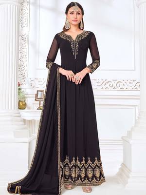 Purple embroidered georgette salwar 1