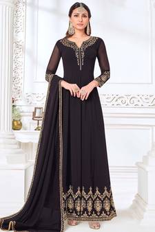 Purple embroidered georgette salwar