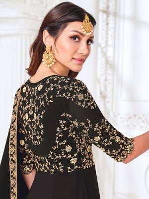 Black embroidered georgette salwar 3