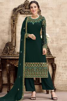 Green embroidered georgette salwar