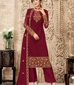 Maroon embroidered georgette salwar