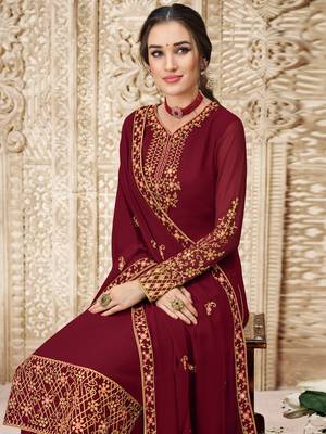 Maroon embroidered georgette salwar 2