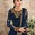 Navy blue embroidered georgette salwar