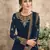 Navy blue embroidered georgette salwar