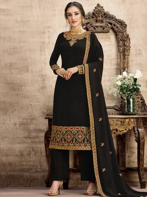 Black embroidered georgette salwar 1