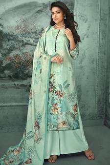 Green digital print velvet salwar