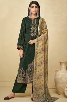 Green digital print velvet salwar